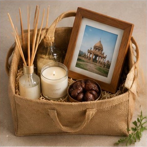 Serene Home Basket — Petite Gifts gift hamper illustration