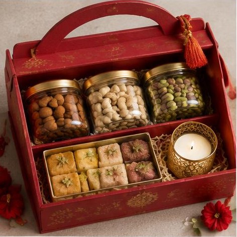 Sweet & Nutty Carry Box — Signature Hampers gift hamper illustration