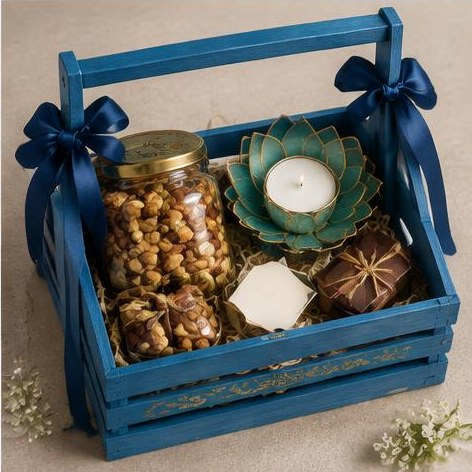 Artisan Wooden Basket — Grand Hampers gift hamper illustration